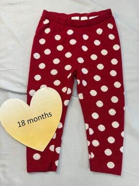 Disney Red Knit Leggings with White Polka Dots